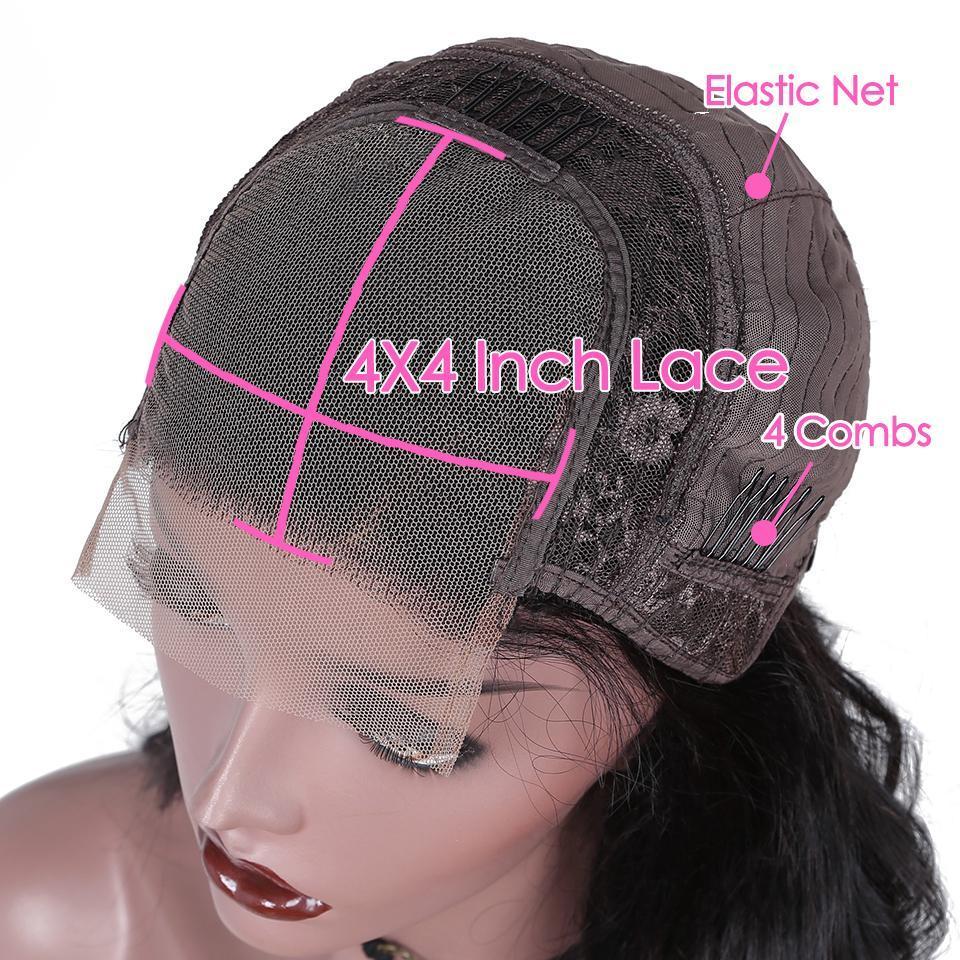 Perruque Ondulée Naturelle – Cheveux Humains, Lace Intégrale 4x4