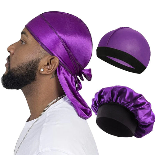 Lot Accessoires Cheveux Homme – Durag, Wave Cap et Bonnet en satin