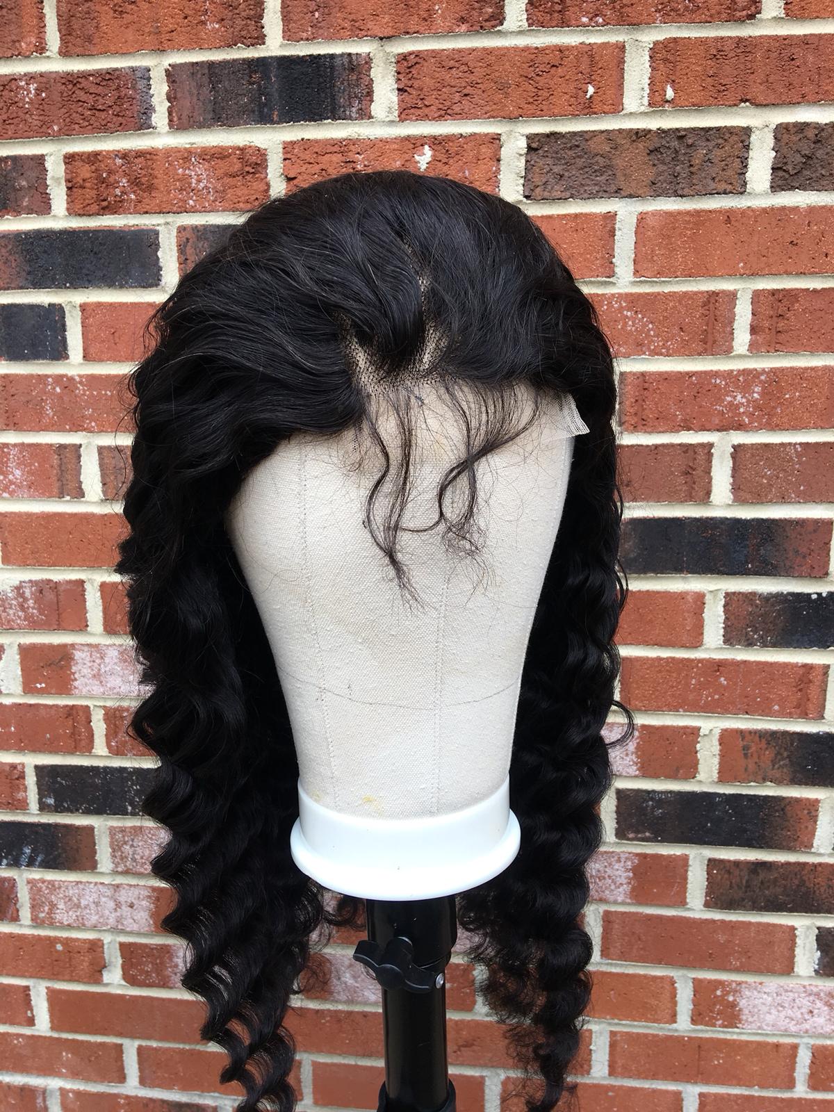 Perruque Ondulée Naturelle – Cheveux Humains, Lace Intégrale 4x4