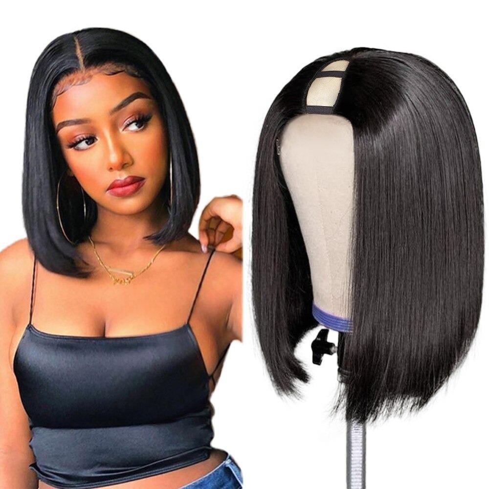 Perruque brésilienne carrée – Cheveux naturels, sans colle (U-Part)
